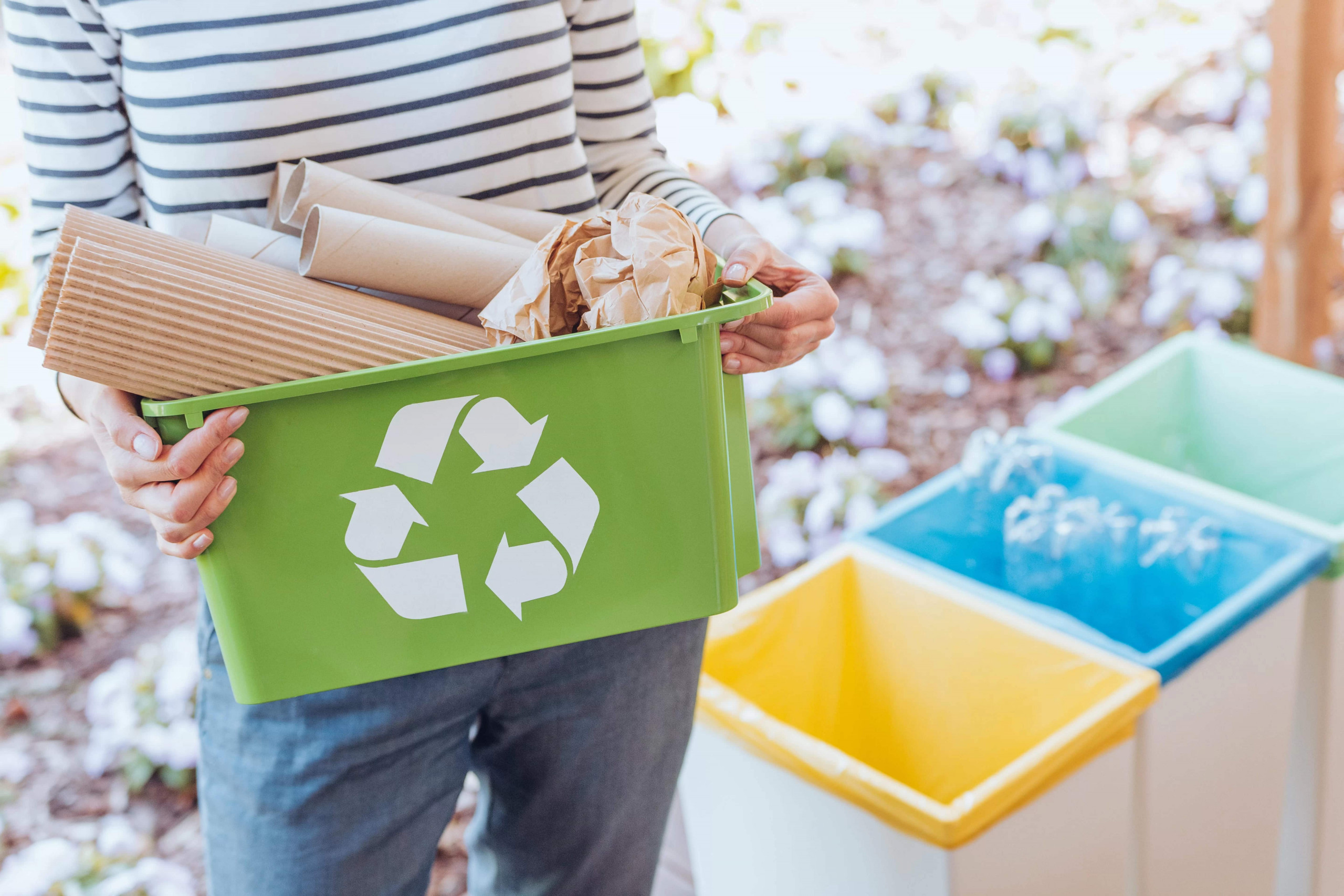 recycling paper, plastic and metal