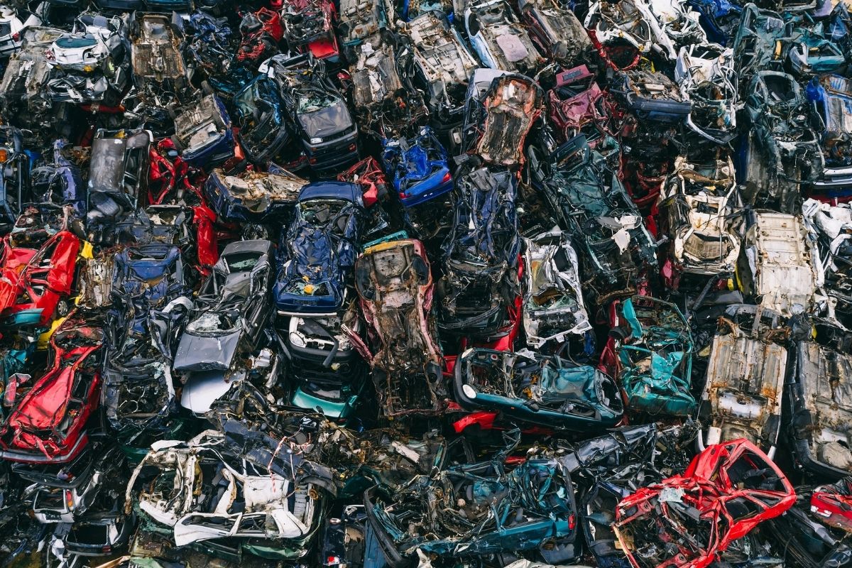 scrap car pile