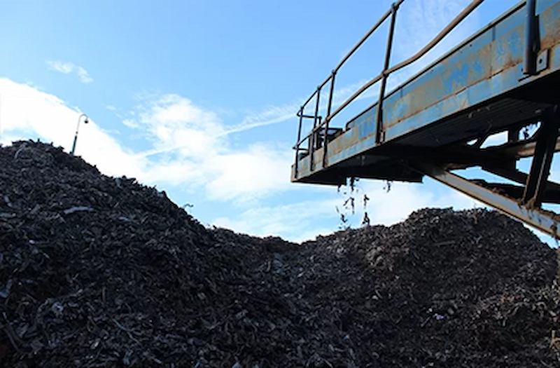 Large pile of scrap metal shredded 