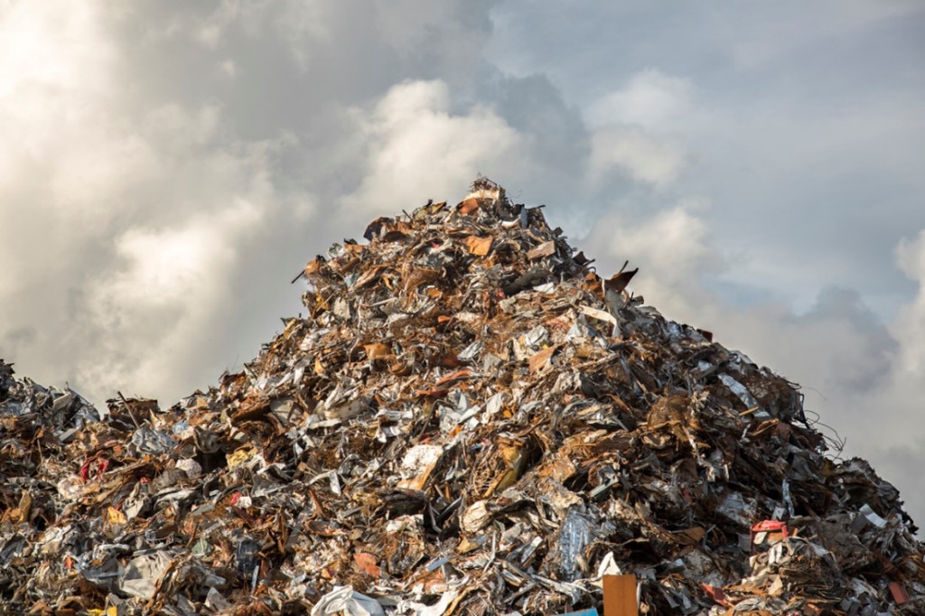 A large pile of scrap metal