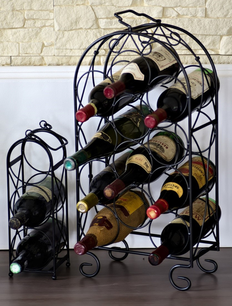 A wine rack full of several different types of wine