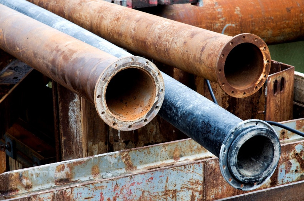 Several pipes in a truck