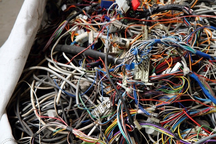 A picture containing electrical wiring, cable, electronic engineering, electronic component