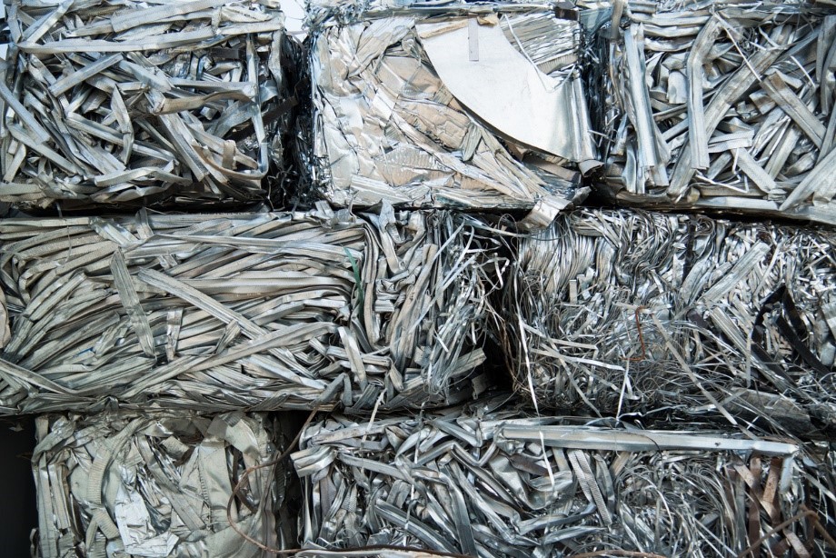 A pile of aluminum scraps