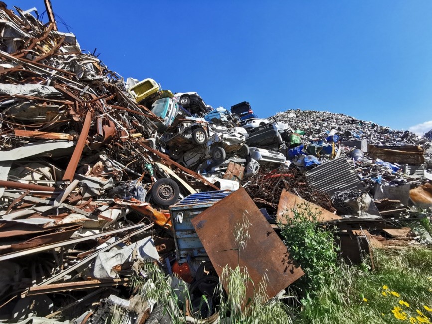 A pile of scrap metal