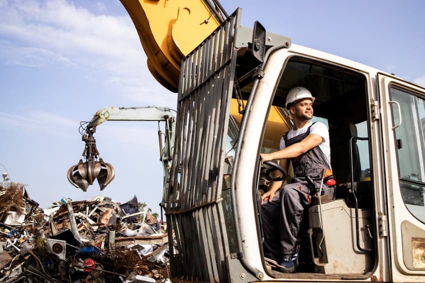 A person in a construction vehicle