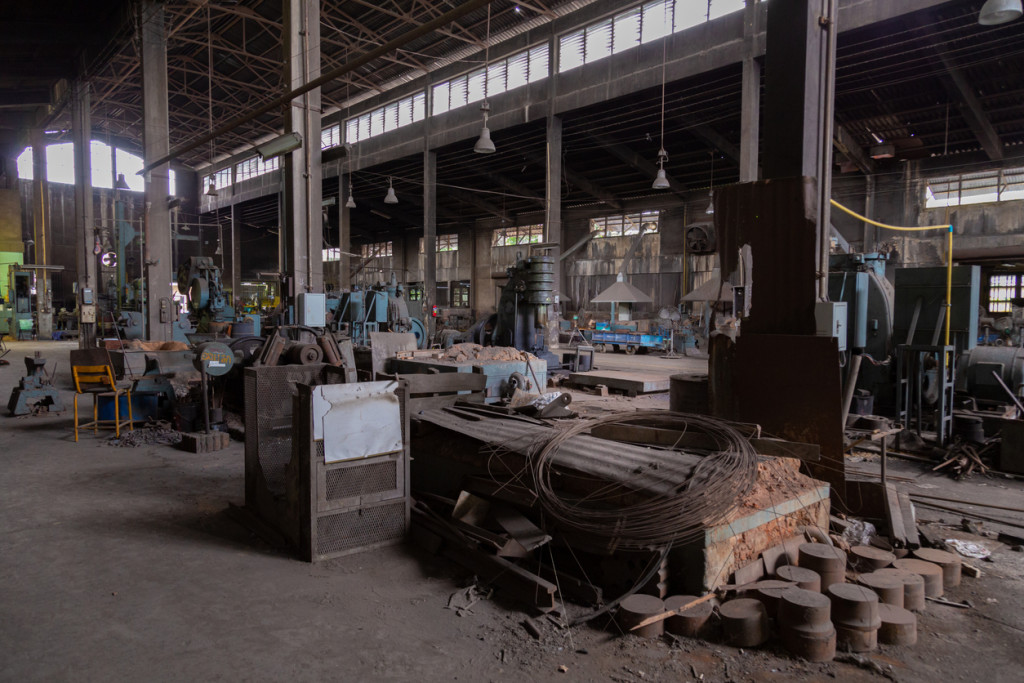 inside of a steel mill