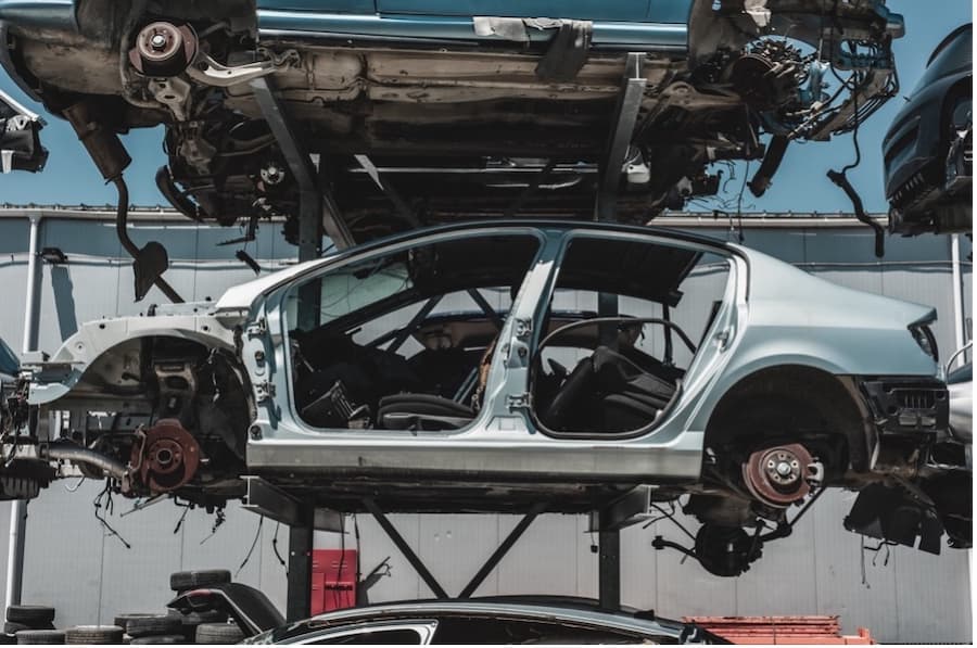A car on a tower