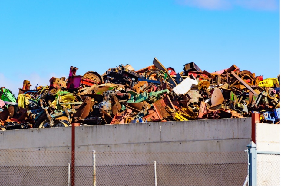A large pile of scrap metal