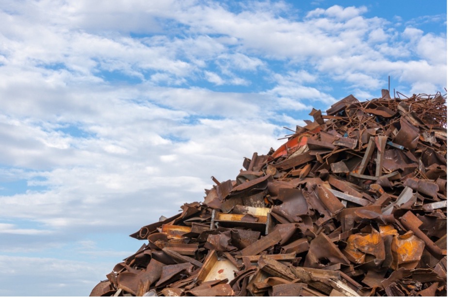 A large pile of scrap metal
