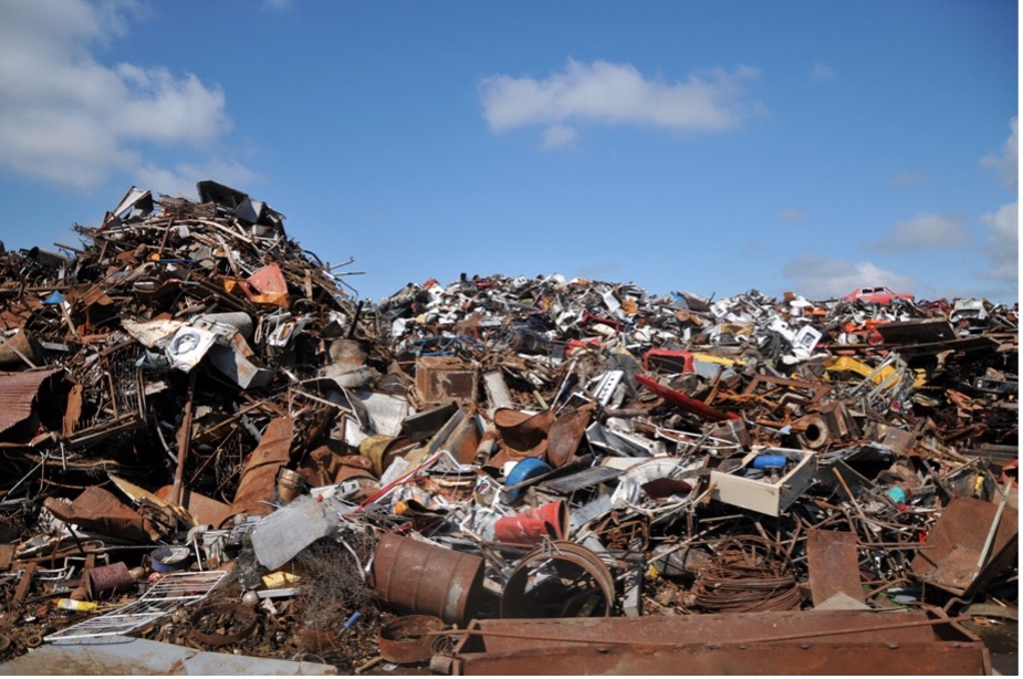 A large pile of scrap metal