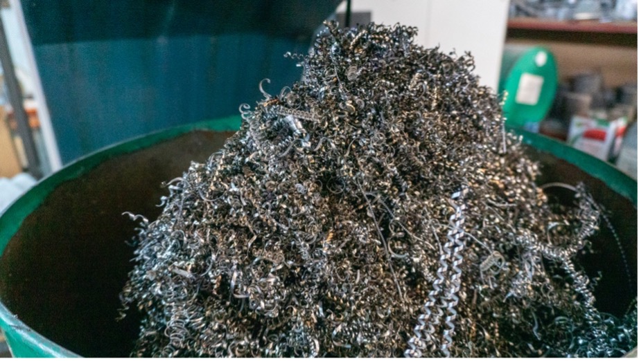 A pile of metal shavings